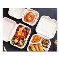 Food Trays, Containers, and Lids | Vegware WHBRG-8-3 HW 7.9 in. x 7.9 in. x 2.9 in. Molded Fiber Compostable Sugarcane 3-Compartment Clamshell Containers - White (200/Carton) image number 2
