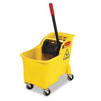 Rubbermaid Commercial FG738000YEL Tandem 31 Quart Reverse Mop Bucket/Wringer Combo - Yellow