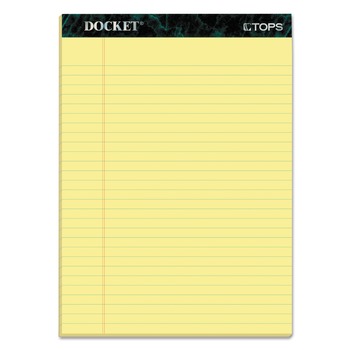 NOTEBOOKS AND PADS | TOPS 63400 (50) Canary-Yellow 8.5 in. x 11.75 in. Sheets Wide/Legal Rule Docket Ruled Perforated Pads (12/Pack)