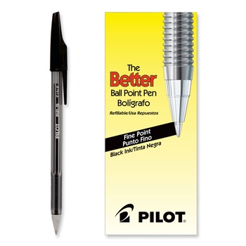 Pilot 35011 Better Fine 0.7 millimeter Stick Ballpoint Pen - Black Ink/Smoke Barrel (1-Dozen)