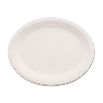 Chinet 21257 9.75 in. x 12.5 in. Classic Oval Platter Paper Dinnerware - White (500/Carton)