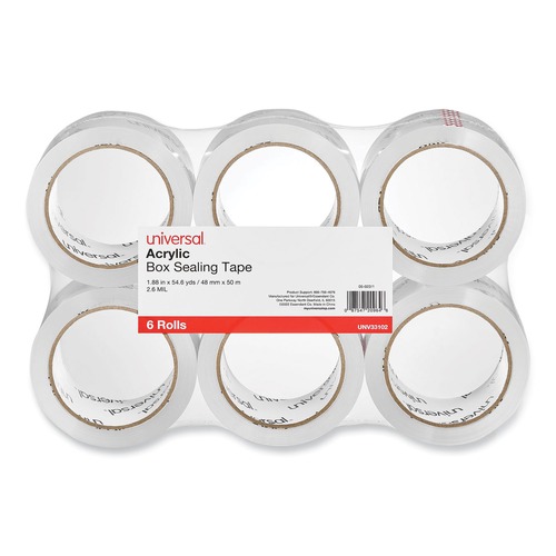 Back to School Sale | Universal UNV33102 1.88 in. x 54.6 yd Moving and Storage Packing Tape - Clear (6/Pack) image number 0