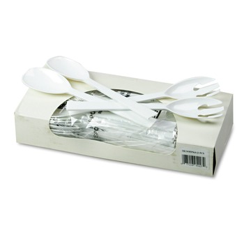  | Tablemate W95PK4 9.5 in. Table Set Plastic Serving Forks and Spoons - White (48/Pack)