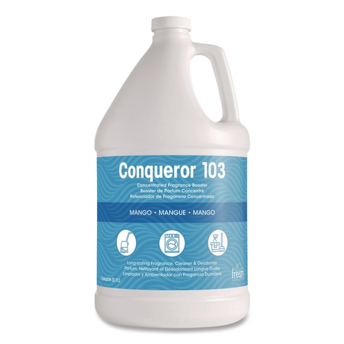 Odor Control | Fresh Products 103G-F-000I004M-04 Conqueror 103 1 Gallon Bottle Odor Counteractant Concentrate - Mango (4/Carton) image number 0
