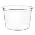 Food Trays, Containers, and Lids | Vegware CF-DC-16 4.6 in. x 3 in. 16 oz. Compostable Plastic Round Deli Pots - Clear (500/Carton) image number 0