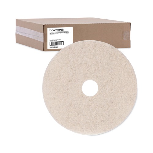 Cleaning & Janitorial Accessories | Boardwalk BWK4020NHE 20 in. Diameter Natural Hog Hair Burnishing Floor Pads - Tan (5/Carton) image number 0