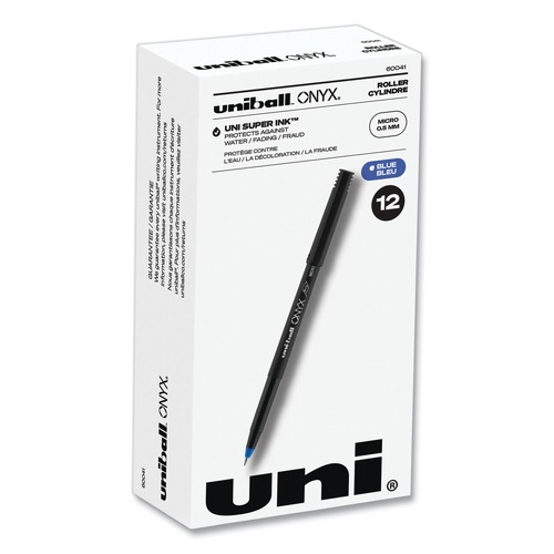 Back to School Sale | uni-ball 60041 ONYX Extra-Fine 0.5 mm Roller Ball Pen - Black/Blue Barrel (1-Dozen) image number 0