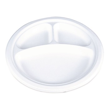 SCT 18163WPF 10 in. Diameter 3-Compartment ChampWare Molded Fiber Plate Tableware - White (500/Carton)