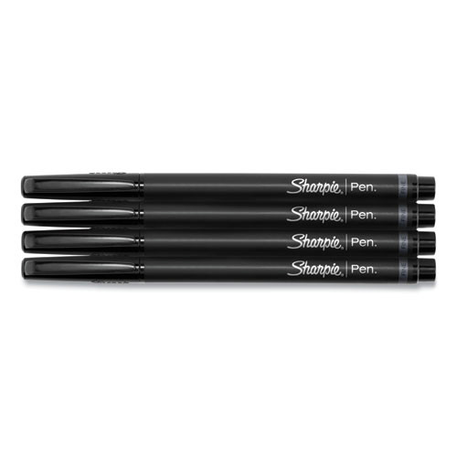 Pens | Sharpie 1742661 Water-Resistant Ink Stick Fine 0.4 mm Porous Point Pen - Black Ink, Black Barrel (4/Pack) image number 0