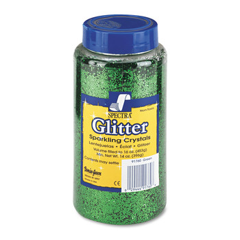 Pacon P0091760 16 oz Spectra Glitter 0.04 Hexagon Crystals Shaker-Top Jar - Green
