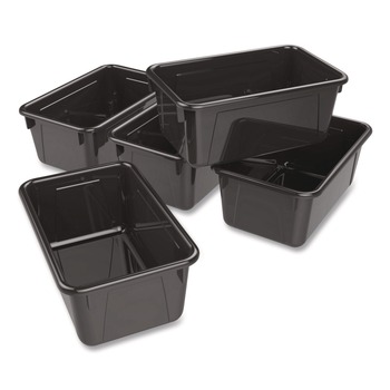 Storex 62466E05C Cubby Bin, Neutral Tones 1.8 gal, 7.8-in x 12.09-in x 5.18-in, Black, 5/Pack