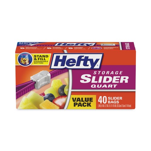 Food Trays, Containers, and Lids | Hefty 00R88075 1 qt. 1.5 mil. 8 in. x 7 in. Slider Bags - Clear (40/Box) image number 0