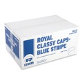 Food Service | AmerCareRoyal RCC2 Adjustable Crepe Paper Classy Cap - One Size Fits All/White/Blue Stripe (1000/Carton) image number 0