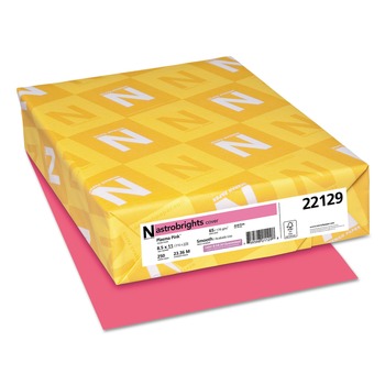 Astrobrights 22129 8.5 in. x 11 in. 65 lbs. Cover Weight Color Cardstock - Plasma Pink (250/Pack)