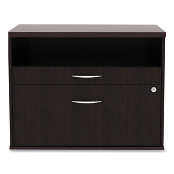 Alera ALELS583020ES Open Office Desk Series 29.5 x 19.13 x 22.88 Legal/Letter Low File 2-Drawer Cabinet Credenza - Espresso