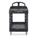 Just Launched | Rubbermaid Commercial FG452088BLA 25.9 in. x 45.2 in. x 32.2 in. 500 lbs. Capacity 2 Lipped Shelves Heavy-Duty Plastic Utility Cart - Black image number 0