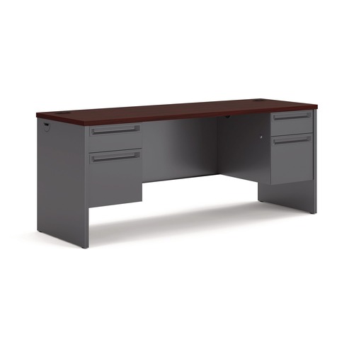 Office Desks & Workstations | HON H38854.N.S 38000 Series 72 in. x 24 in. x 29.5 in. Kneespace Credenza - Mahogany/Charcoal image number 0