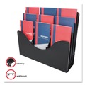 Desk Shelves | Deflecto 47634 13.38 in. x 3.5 in. x 11.5 in. 6 Removable Dividers 3-Tier Document Organizer - Black image number 6