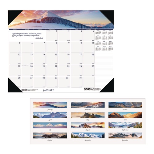 Back to School Sale | House of Doolittle 176 Earthscapes 22 in. x 17 in. 12-Month (Jan-Dec) 2026 Recycled Monthly Desk Pad Calendar - Mountains of the World Photos image number 0