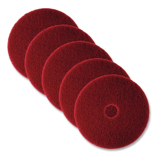 Just Launched | 3M 5100-14 14 in. Low-Speed Buffer Floor Pads - Red (5/Carton) image number 0