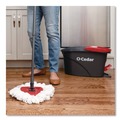 Mops | O-Cedar 148473EA 51 in. Adjustable Handle EZWring Spin Mop System - White Microfiber Head, Red/Gray Handle image number 9