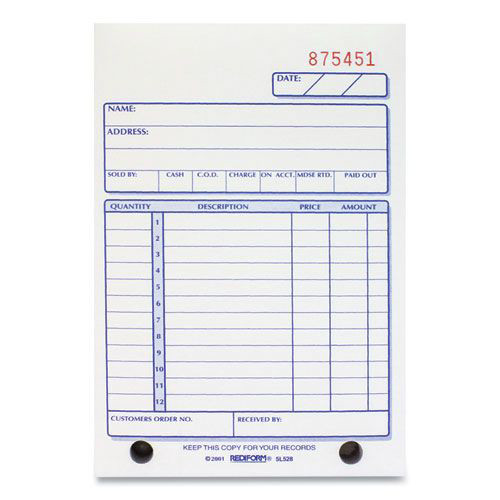 Notebooks & Pads | Rediform 5L528 4.25 in. x 6.38 in. 12-Lines Three-Part Carbonless Sales Book image number 0