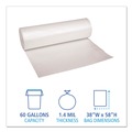  | Boardwalk X7658DCKR01 38 in. x 58 in. 60 gal. 1.4 mil Low Density Can Liners - Clear (100/Carton) image number 2