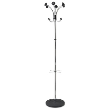 STORAGE AND ORGANIZATION | Alba PMCLAS 16w x 16d x 70.5h Chromy 12-Knob Coat Stand - Chrome/Black