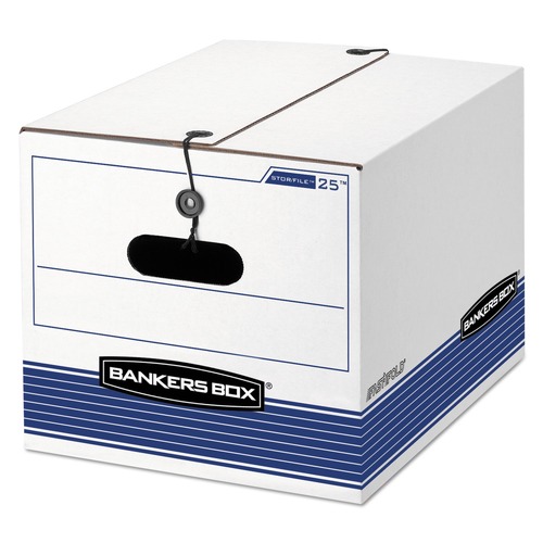 Boxes & Bins | Bankers Box 0002501 12.25 in. x 16 in. x 11 in. Letter/Legal Files Medium-Duty Strength Storage Boxes - White/Blue (4/Carton) image number 0