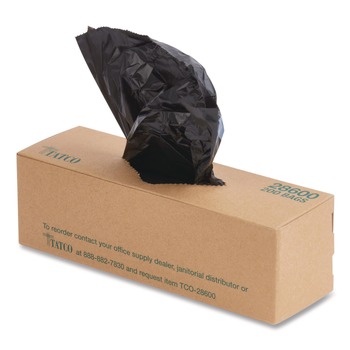 TRASH WASTE BINS | Tatco 28600 Dog Waste Bags Open-Face 0.5 gal 8-in x 13-in Black Perforated Roll 200 Bags/Roll 10 Rolls/Carton