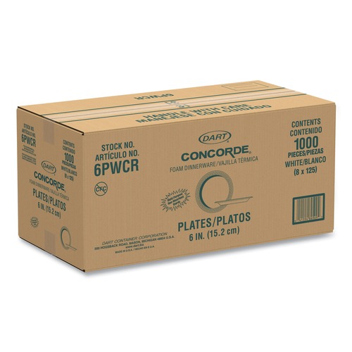 Just Launched | Dart 6PWCR Concorde 6 in. Diameter Foam Plate - White (1000/Carton) image number 0