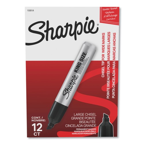 Back to School Sale | Sharpie 15001 King Size Broad Chisel Tip Permanent Marker - Black (1-Dozen) image number 0