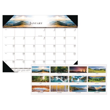 House of Doolittle 140 22 in. x 17 in. 12-Month (Jan-Dec) 2026 Recycled Full-Color Monthly Desk Pad Calendar - Nature Photography