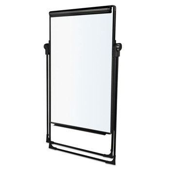 EASELS | MasterVision EA14000583MV 28.5 in. x 37.5 in. Folds-to-a-Table Melamine Easel - White Surface/Black Steel Frame