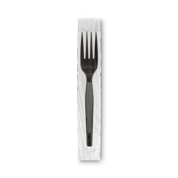 CUTLERY | Dixie FM5W540 Grab’N Go Wrapped Cutlery Forks - Black (90/Pack)