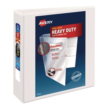 Avery 05604 3 Slant Rings 3 in. Capacity 11 in. x 8.5 in. Heavy-Duty Non Stick View Binder with DuraHinge - White