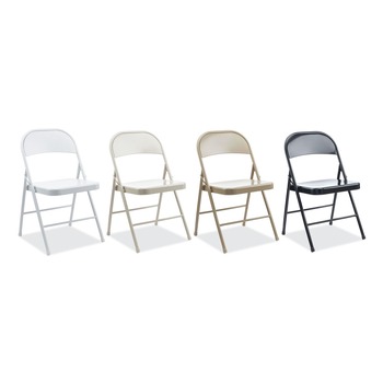 Alera ALECA944 Armless Steel Folding Chair Supports Up to 275 lbs. - Taupe (4/Carton)