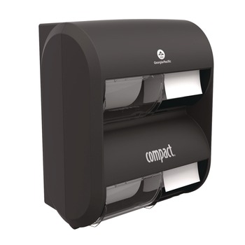 Georgia Pacific Professional 56744B Compact Quad 12.31 in. x 14.81 in. x 7.86 in. Vertical Four Roll Coreless Tissue Dispenser - Black