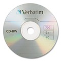 Office Electronics & Batteries | Verbatim 95156 700 MB/80 min 12x Slim Jewel Case CD-RW High-Speed Rewritable Disc - Silver (10/Pack) image number 1