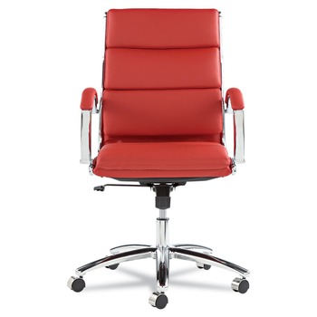 OFFICE FURNITURE AND LIGHTING | Alera ALENR4239 Neratoli Series Supports Up to 275 lbs. Mid-Back Slim Profile Faux Leather Chair - Red Seat/Back, Chrome Base