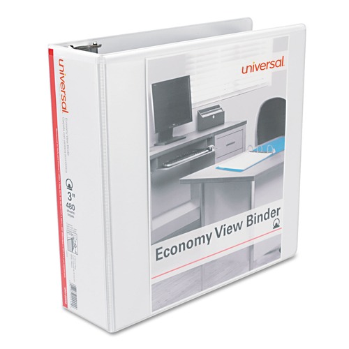 Binders | Universal UNV20992 3 in. Capacity 11 in. x 8-1/2 in. Round 3 Ring Economy View Binder - White image number 0