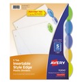 Back to School Sale | Avery 11200 11 in. x 8.5 in. 5-Tab Insertable Style Edge Tab Plastic Dividers - Translucent (1-Set) image number 0