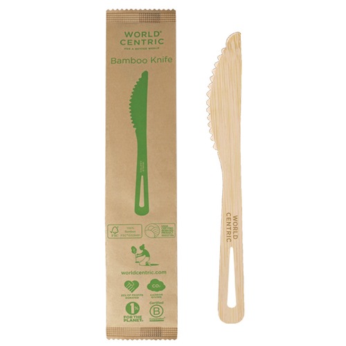 Cutlery | World Centric KNBBI Bamboo Paper Knife Cutlery - Natural (750/Carton) image number 0