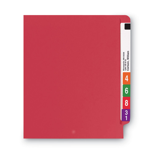 File Folders | Smead 25710 0.75 in. Expansion Shelf-Master Reinforced End Tab Colored Folders - Letter Size/Red (100/Box) image number 0