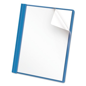 REPORT COVERS AND POCKET FOLDERS | Universal UNV57121 0.5 in. Capacity 8.5 in. x 11 in. Prong Fastener Clear Front Report Cover - Clear/Light Blue (25/Box)