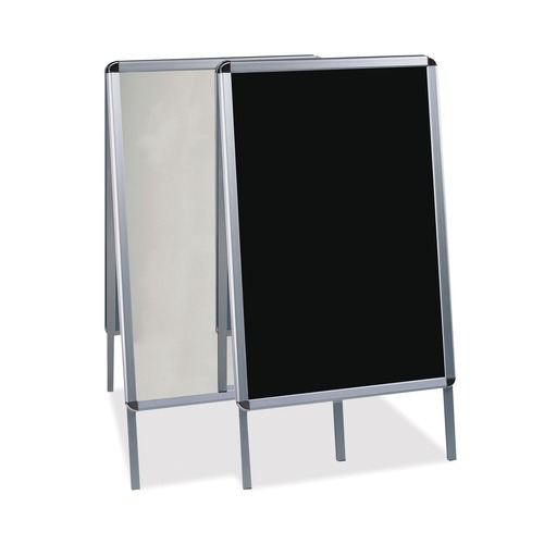 White Boards | MasterVision DKT30505072 23 in. x 33 in. 42 in. Tall Double Sided Aluminum Frame Black Surface Wet Erase Board - Silver image number 0