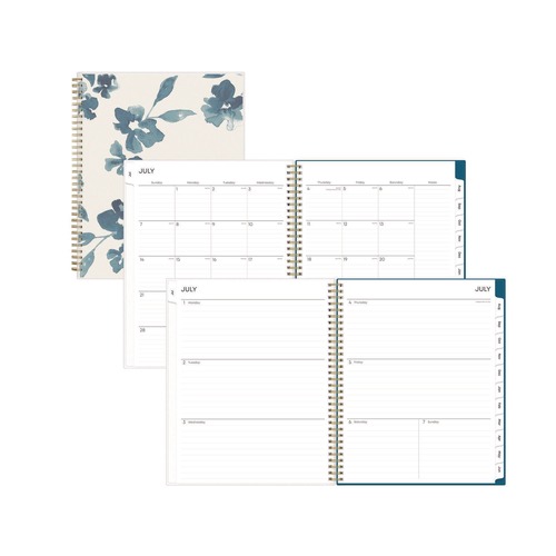 Notebooks & Pads | Blue Sky 131951 11 in. x 8.5 in. 12-Month (Jul 2025-Jun 2026) Bakah Blue Academic Year Weekly/Monthly Planner - Blue/White Cover image number 0