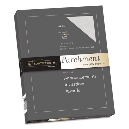 Copy & Printer Paper | Southworth P974CK/3/36 8.5 x 11 24 lb. Bond Weight Parchment Specialty Paper - Gray (100/Pack) image number 0