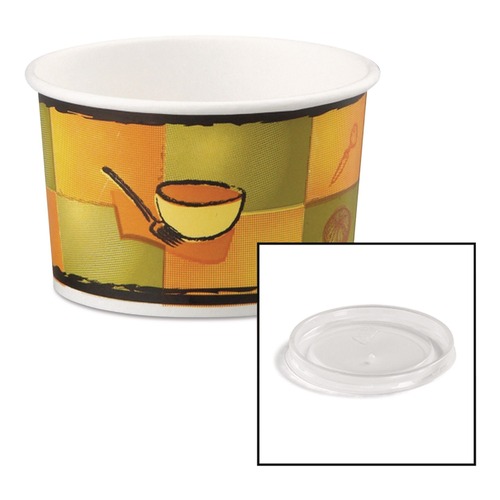 Food Trays, Containers, and Lids | Chinet 70408 8 oz. - 10 oz. Streetside Paper Food Container with Plastic Lid (250/Carton) image number 0