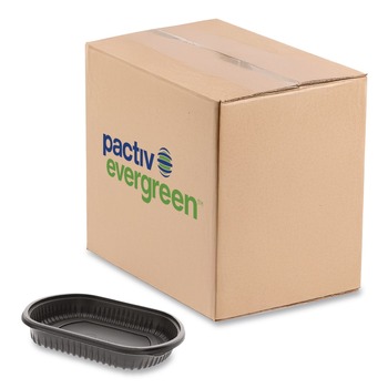 Pactiv Corp. 0CN846360000 36 oz 9.38 x 8 x 1.5 Clearview Micromax Microwavable Plastic Container - Black (250/Carton)